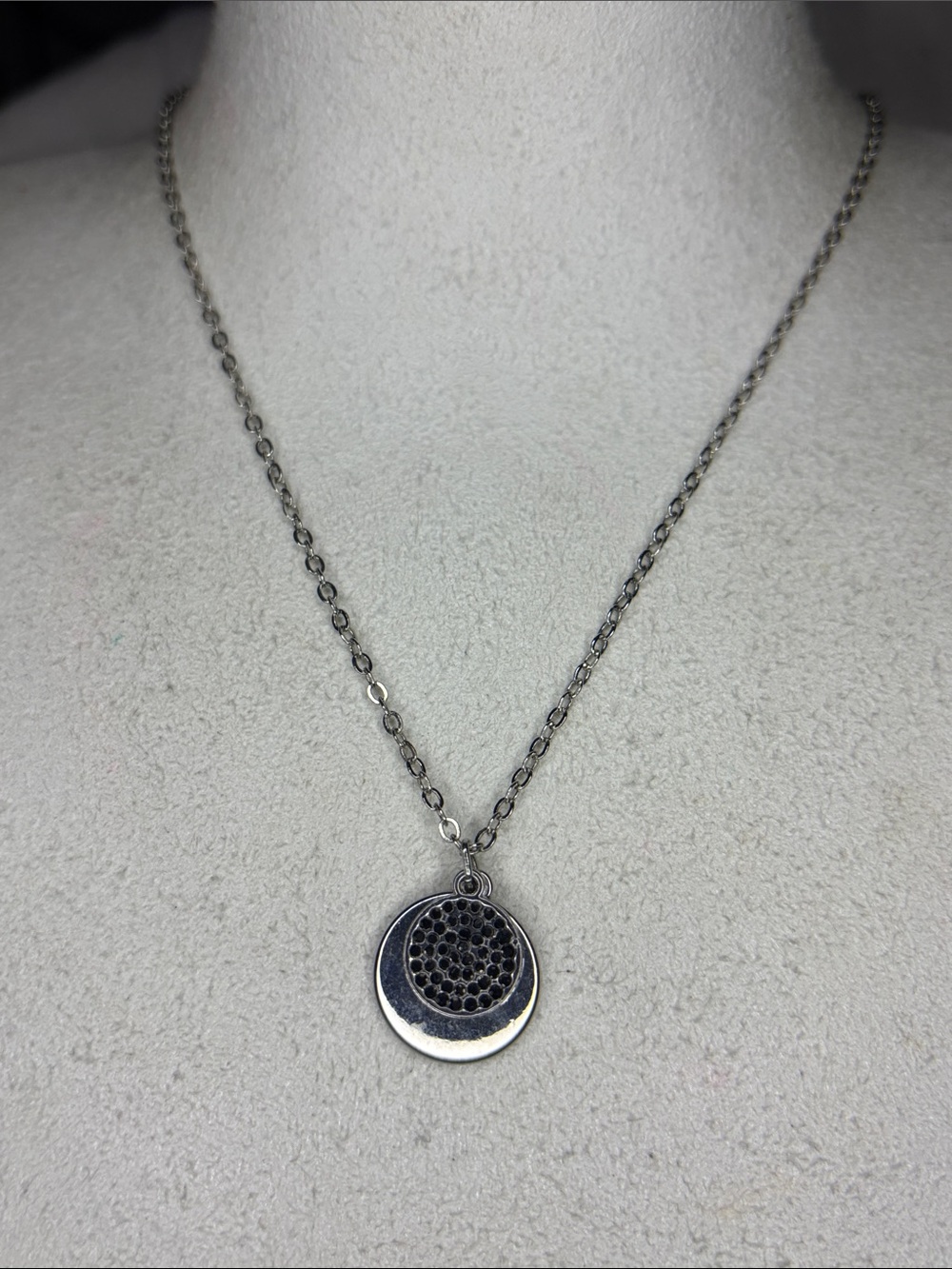 Time and Tru Silver-Tone Layered Disc Pendant Necklace
